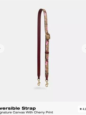 Coach Reversible Cherry Print Crossbody Strap - Pink/Brown